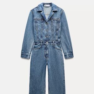 Zara Light Blue Denim Jumpsuit